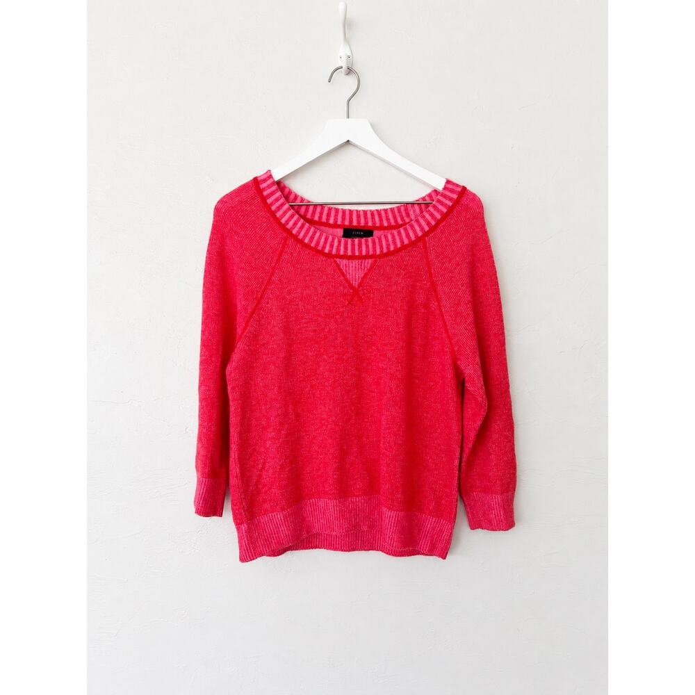 J.Crew Collection Italian Cashmere Plaited Sweatshirt Sweater M Red Pink